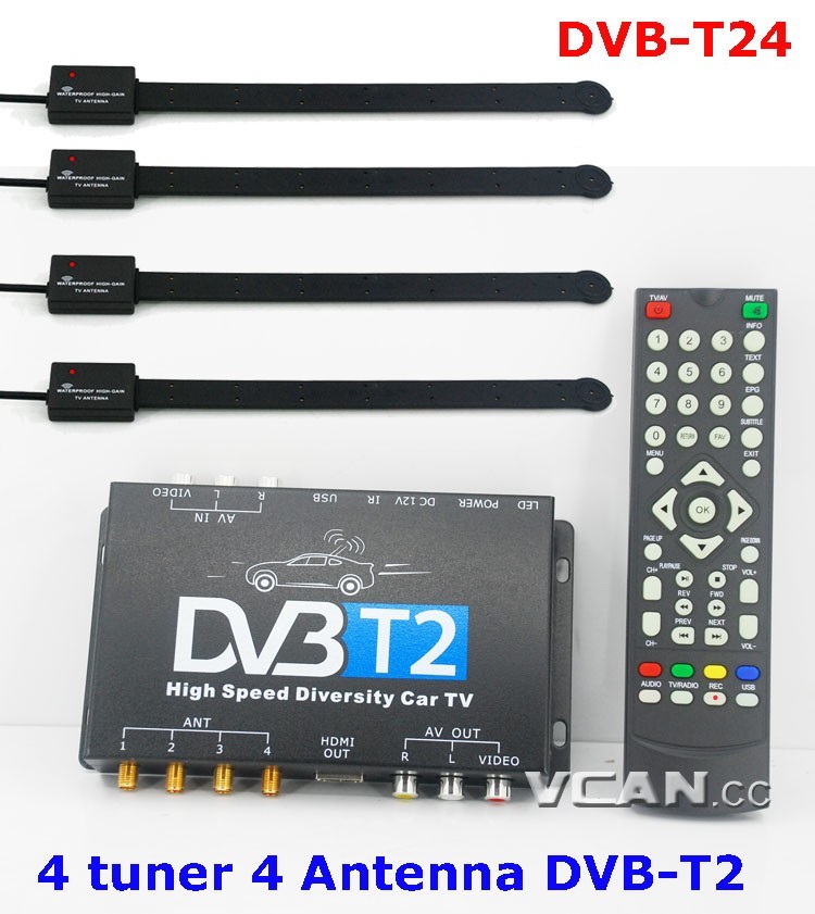 2023 mejor Coche DVB-T2 4 Sintonizador 4 Antena Receptor de TV Digital
