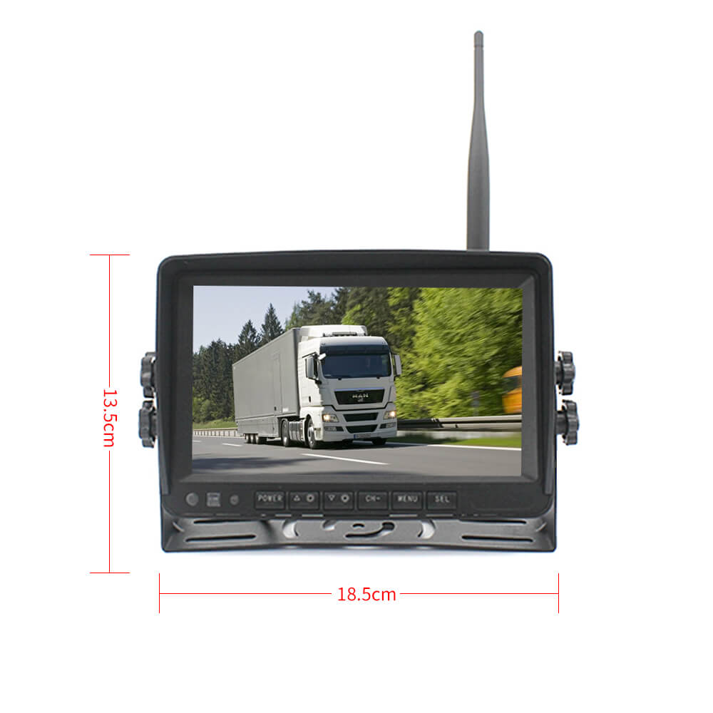 Cámara de respaldo de RV inalámbrica HD 1080P 2 cámara de visión trasera  inalámbrica, sistema de observación de carretera, monitor DVR de 7  pulgadas