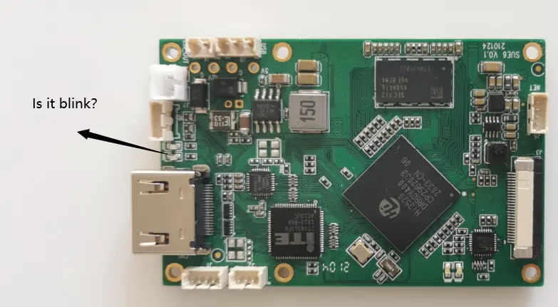 HDMI input encoder board encoding light is blink or not.